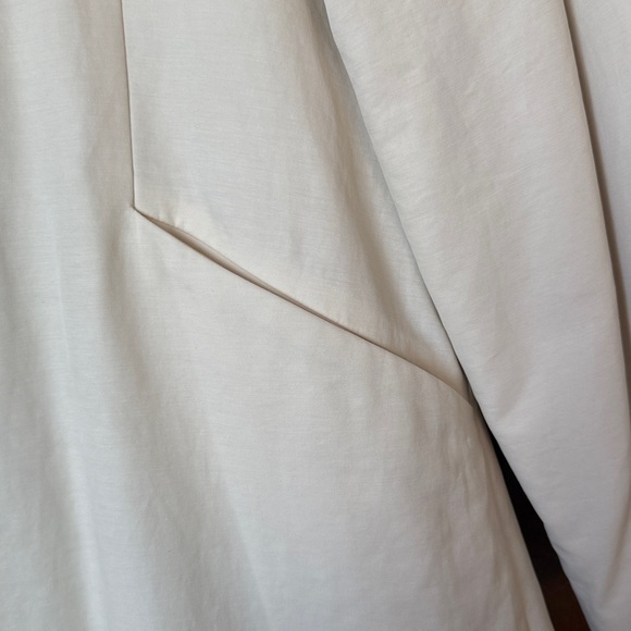 Eileen Fisher Fleece Cream Hooded Trench Coat Sz L - Picture 6 of 8